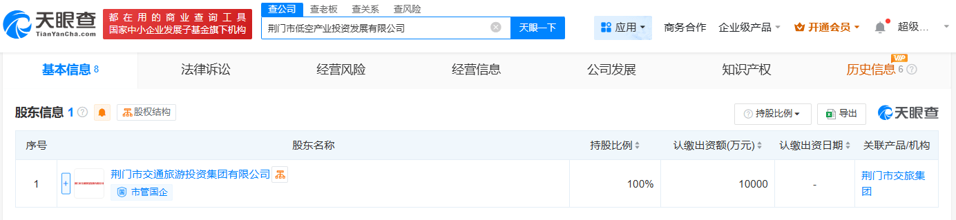荊門市低空產(chǎn)業(yè)投資發(fā)展公司登記成立:投資發(fā)展